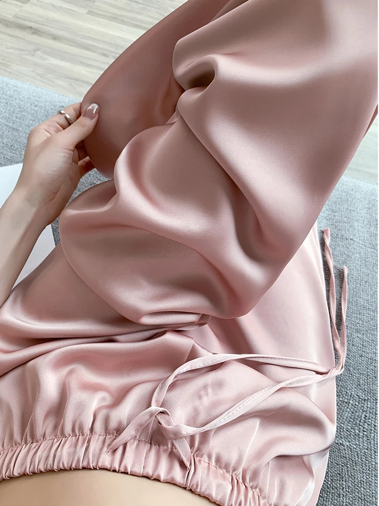 Womens Wide Leg Pants Summer Ice Silk Straight Trousers High Waist Ladies Casual Loose Satin Soft Full-length Pants for Women 240816