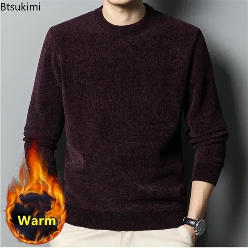 2024 Mens Thick Warm Chenille Cashmere Sweater Top Autumn Winter Soft Casual Pullover Sweater Tops Male Knitted Sweater 240816
