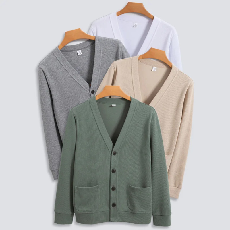 BROWON Knitted Sweater Cardigan Men 2024 Autumn Solid Casual Man Clothes Korean Fashion 80% Cotton V-Neck Collar Sweater Men 240816