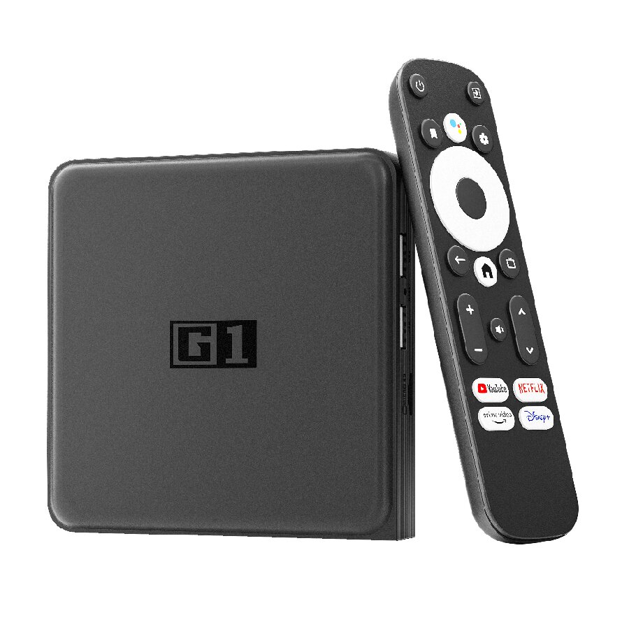 G1 Android11 TV Box with Gogle-Certified Amlogic S905X4-J Smart TV Box 4G 32G 2.4G/5G WIFI6 Media Player BT voice remote AV1 4K