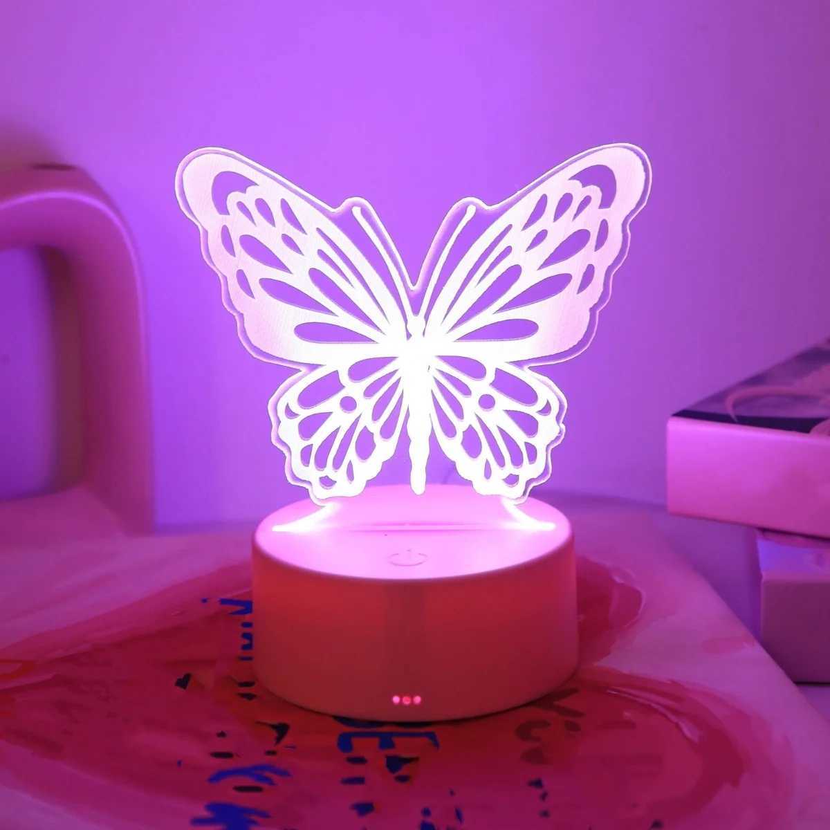 3D Butterfly Creative Night Light USB Home Decoration Table Decoration Living Room Bedroom Decoration Light Birthday Gift W240816