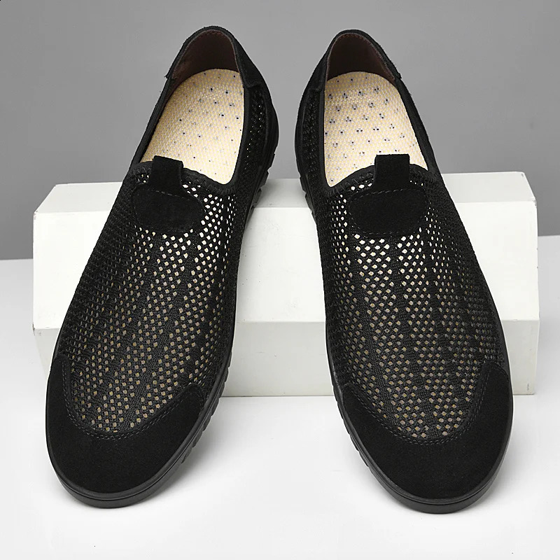 Breathable Mens Casual Shoes Hollow Out Men Loafers Cool Moccasins Handmade Slip on Driving Shoes Lightweight Male Summer Flats 240809