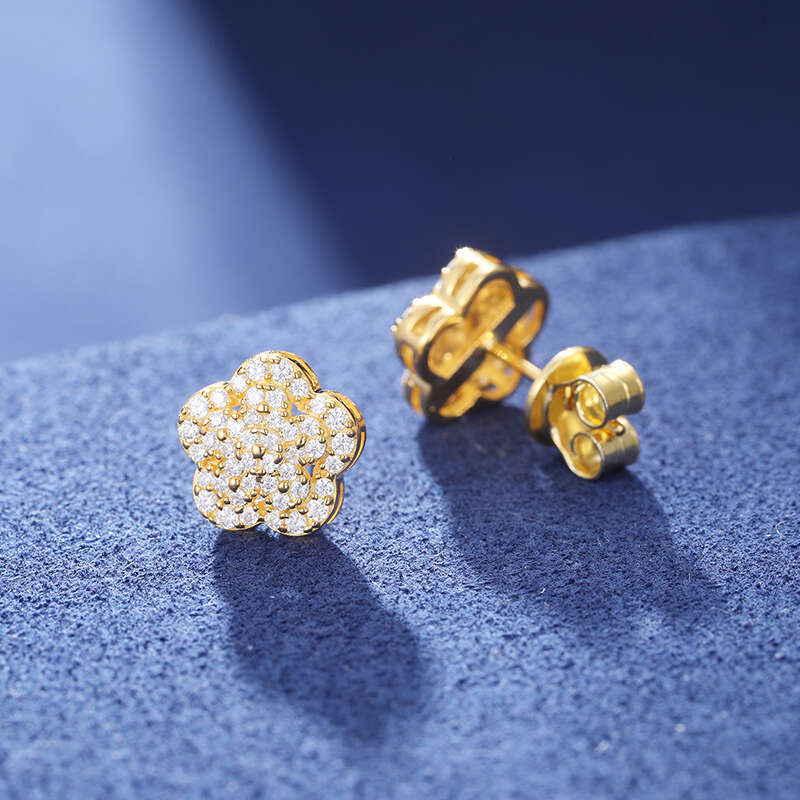 Pass Tester Sterg Sier Fine Jewelry Gold Plated Vvs Moissanite Jewellery Dia Stud Earrings