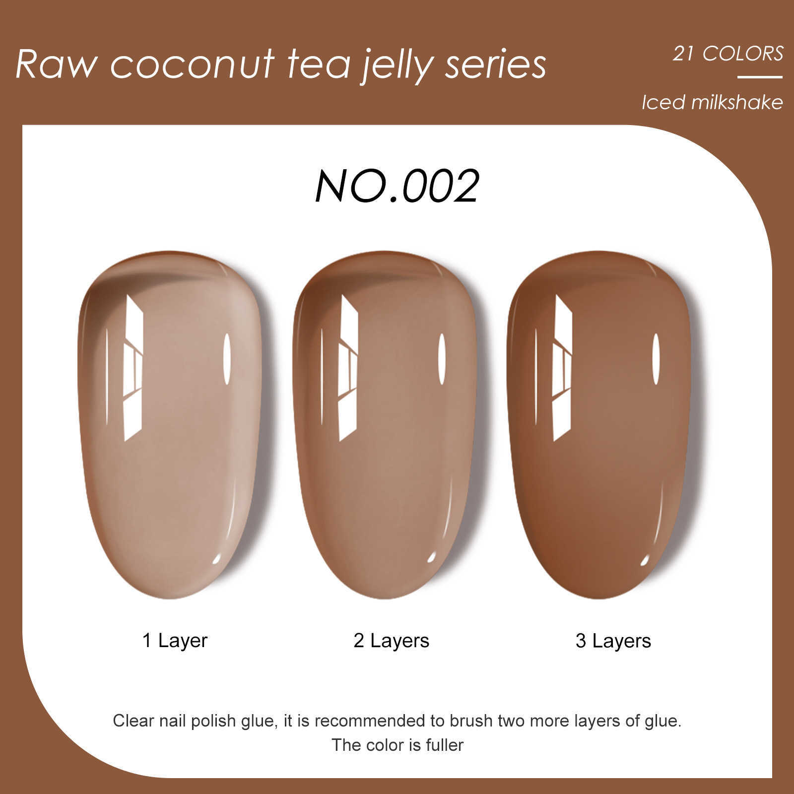 Nail Gel art ice transparent color coconut tea jelly popular semi nail oil glue Q240819