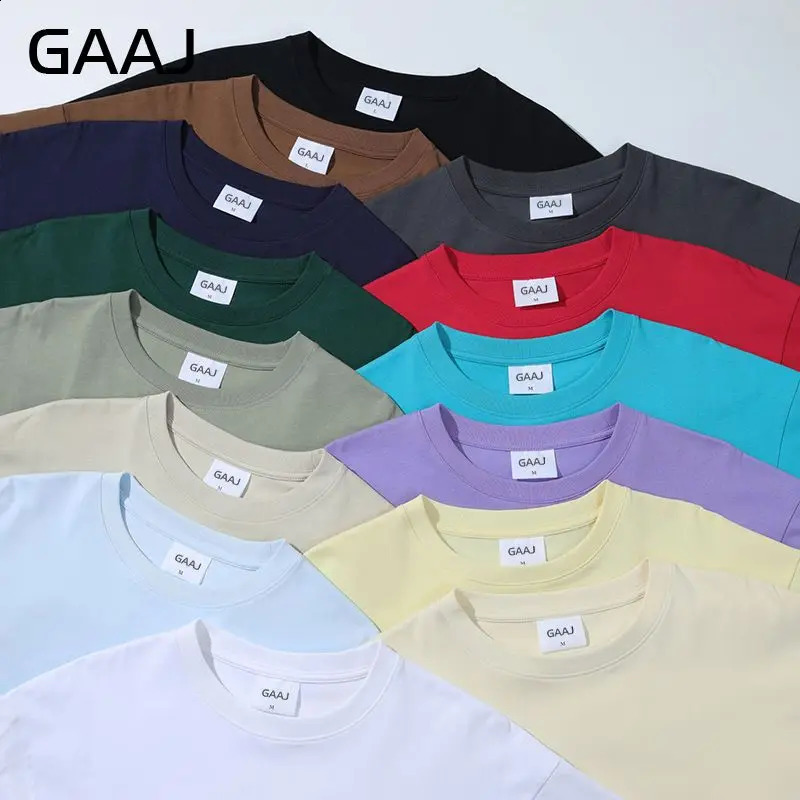 250grams 8.8oz Oversized T Shirt Men100% Cotton Heavy Weight Cotton Solid TeeSummer Drop Shoulder Short Sleeve Loose T-shirt 240819