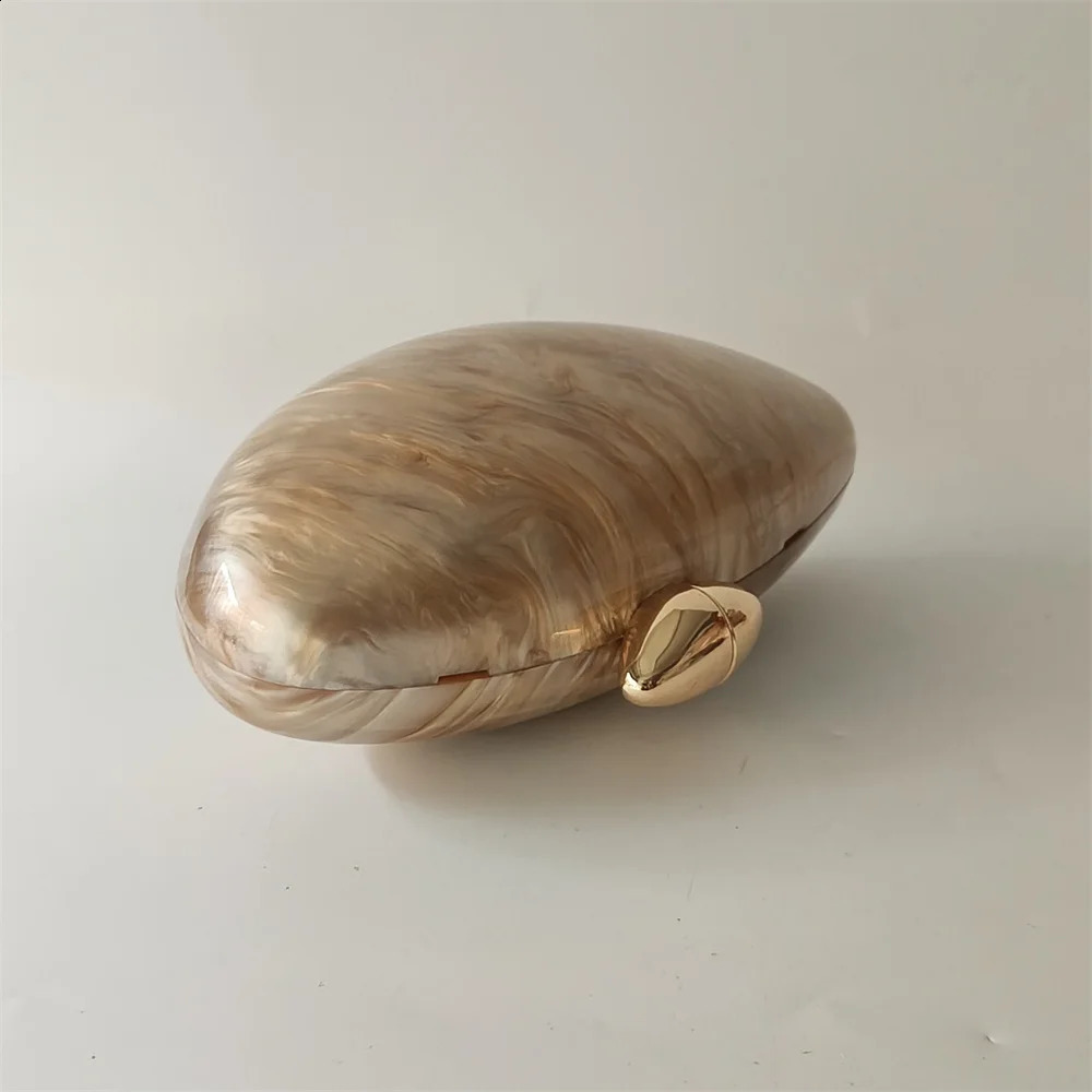 Shell Pearl Brown Marble Acrylic Box Clutches Evening Bag Wedding Party Female Mini Purse Evening Female Bridal Handbag 250103