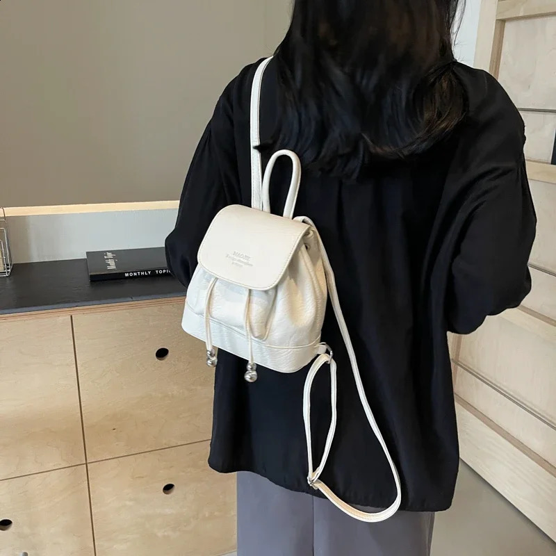 Womens Mini Shoulder Backpack Soft PU Leather Solid Color Shoulder Bags for Small Casual Bagpack Student School Backpacks 240816