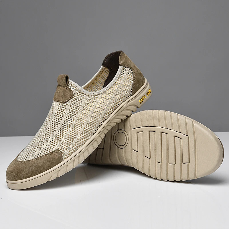 Breathable Mens Casual Shoes Hollow Out Men Loafers Cool Moccasins Handmade Slip on Driving Shoes Lightweight Male Summer Flats 240809
