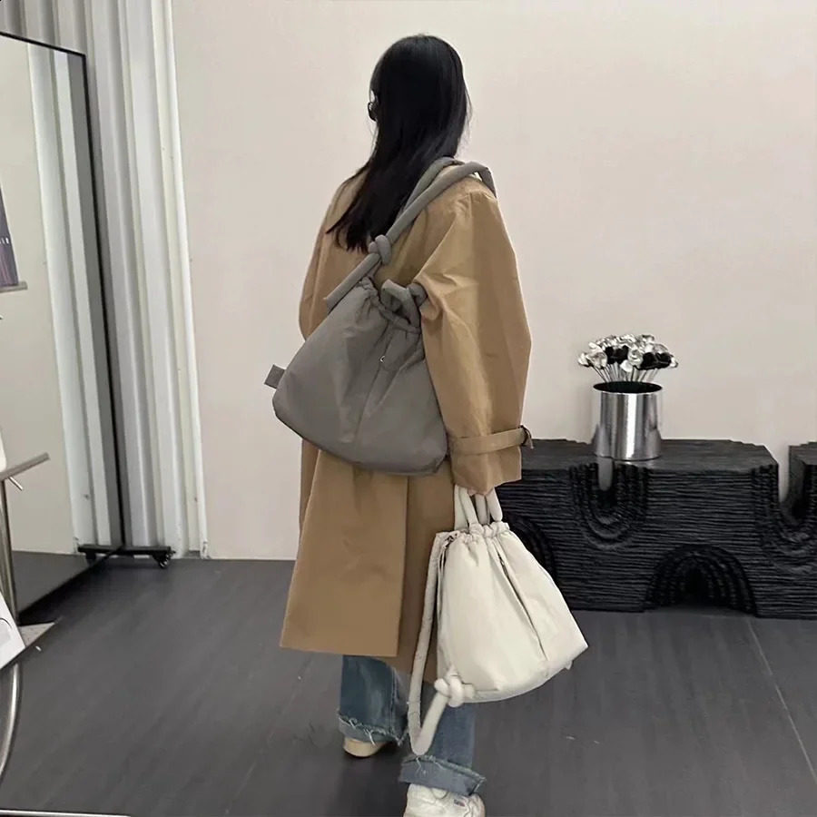 Fashion Padded Shoulder Cotton Quilted Backpack Down Space er Bags for Women Casual Drawstring Bag Shopper Purse 240819 14ea 4