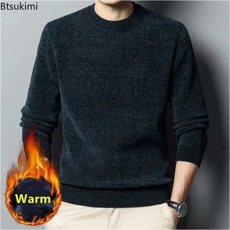 2024 Mens Thick Warm Chenille Cashmere Sweater Top Autumn Winter Soft Casual Pullover Sweater Tops Male Knitted Sweater 240816
