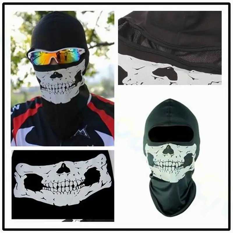 Black Ghost Skull Full Face Mask Windproof Ski Mask Motorcycle Facial Tactical Balaclava Mask Suitable for Womens Halloween Role Playing W240817