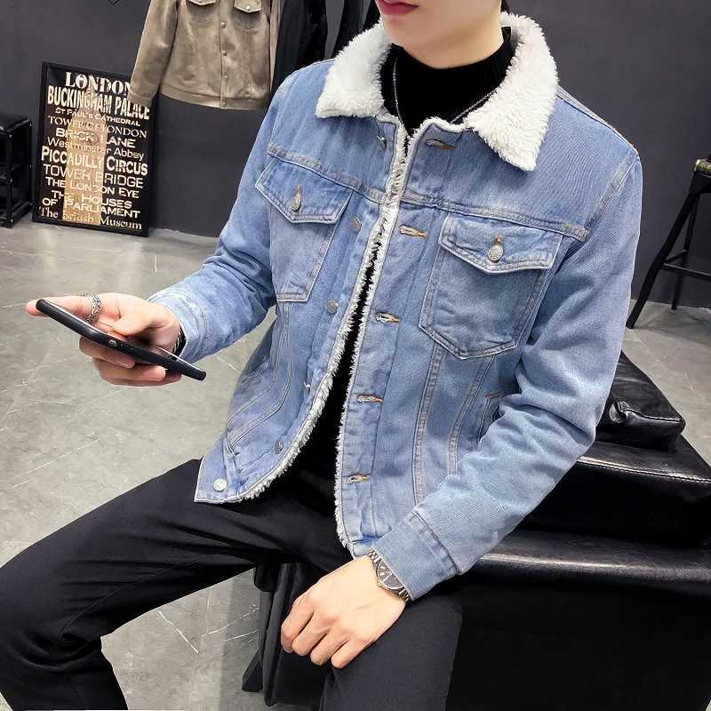 Designer jacket New Male Thick Warm Denim Coats Large Size Wool Liner Black Jean CoatsMen Winter Denim Jackets Light Blue Jean Jackets Size6XL M240819
