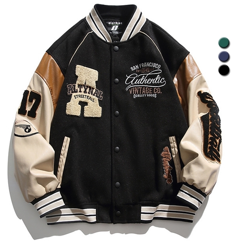 Baseball Uniform Jacket Men Letter Embroidered Streetwear Varsity Jackets Vintage Harajuku Casual College Spring Autumn Unisex 240816