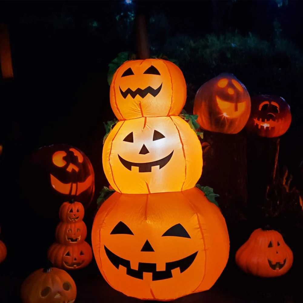 1.2 M Halloween Inflatable Pumpkin with LED Outdoor Decoration Horror Home Garden Courtyard Tombstone Decoration Haunted PropsXJ240817