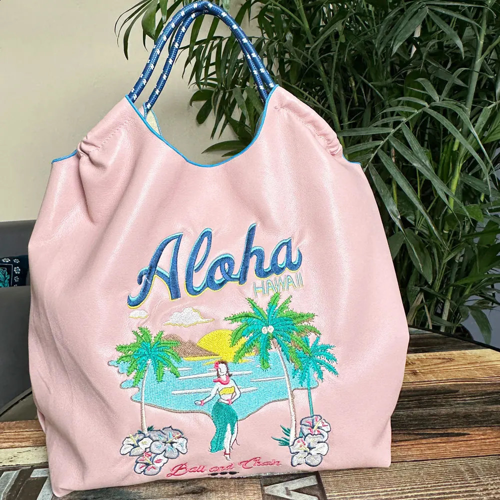 Horse Embroidery Tote Bags for Women Flower Shoulder Bag er Hawaiian Eco Bag Handbags Donuts PU Leather Shopper Purses 240819