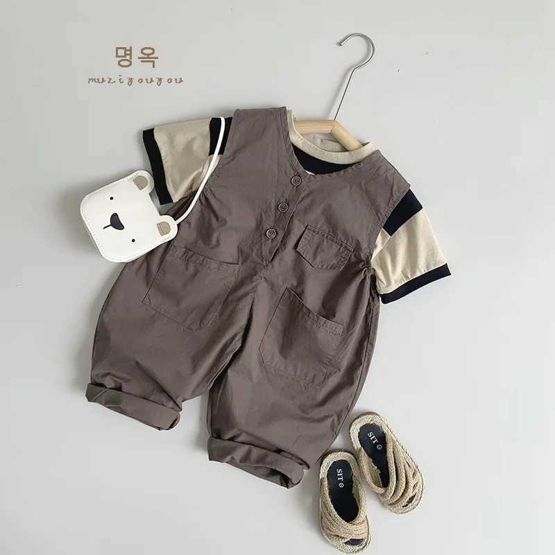 18M-6Y summer baby jumpsuit for boys and girls girls and girls retro jumpsuit for children W240806