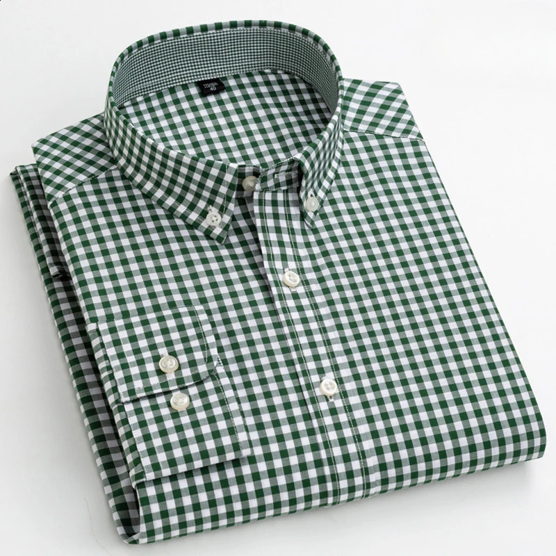 in shirt 100%cotton long-sleeve shirts for men slim fit plain shirt thin plaid striped tops fashion elegants office clothes 240816