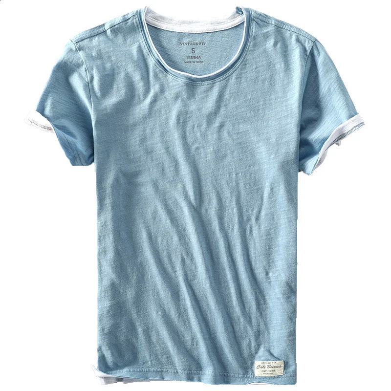 Summer Fashion Mens Japan Style Bamboo Cotton Solid Color Short Sleeve T-Shirt Male Casual Simple Soft Thin White Tee Tshirts 240816