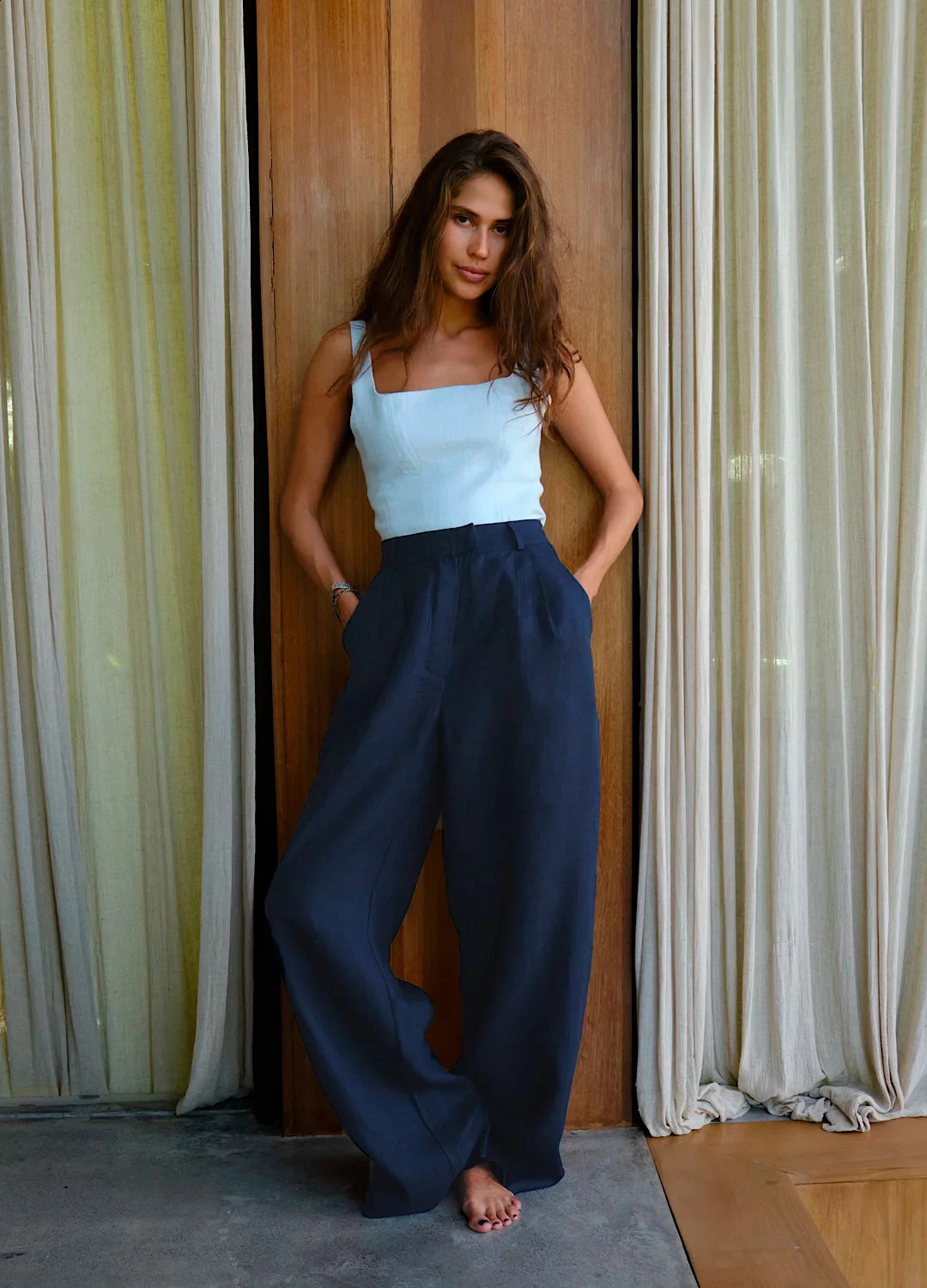 Bornladies Fashionable High Waisted Straight Leg Pants Women Loose Solid Fashion Chic Versatile Office Lady Commuting Pants 240816