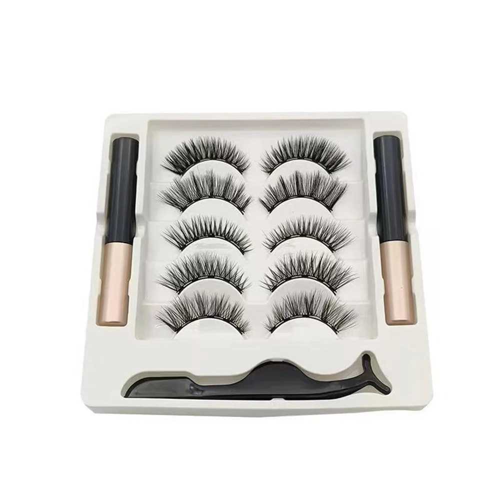 5 pairs of 5 magnetic eyelashes eyeliner decal set 3D mink eyelashes natural artificial eyelashes W240803