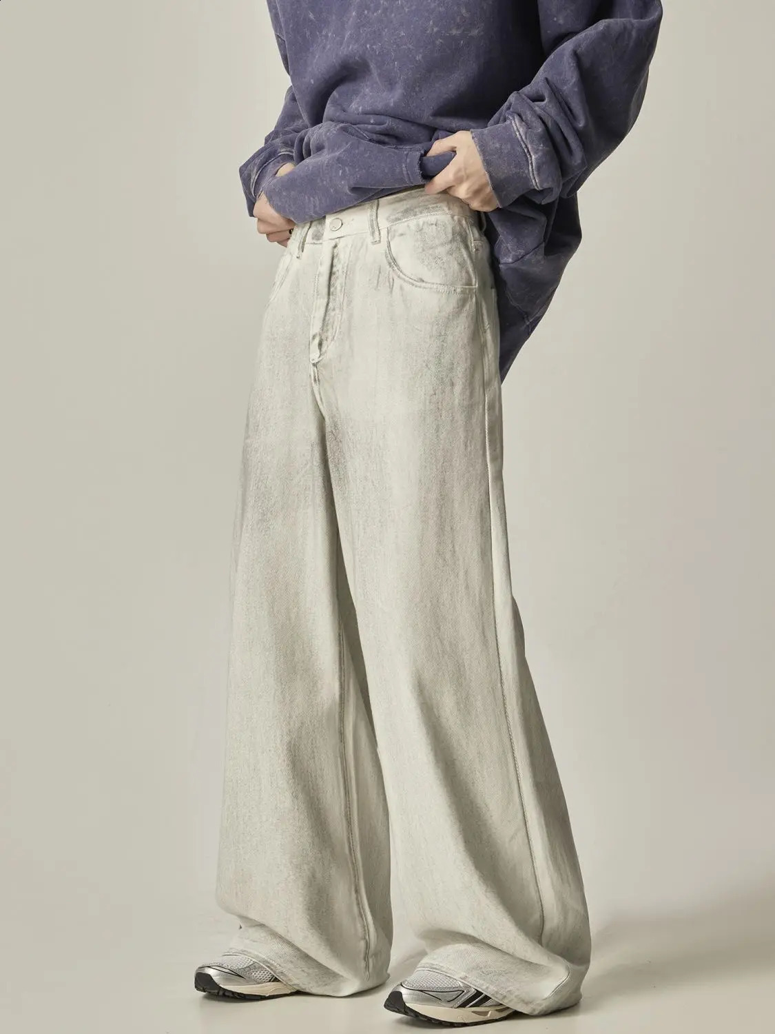 American retro street 2024 high street men and women trendy straight leg jeans loose wide leg dirty hip-hop casual pants y2k 240814