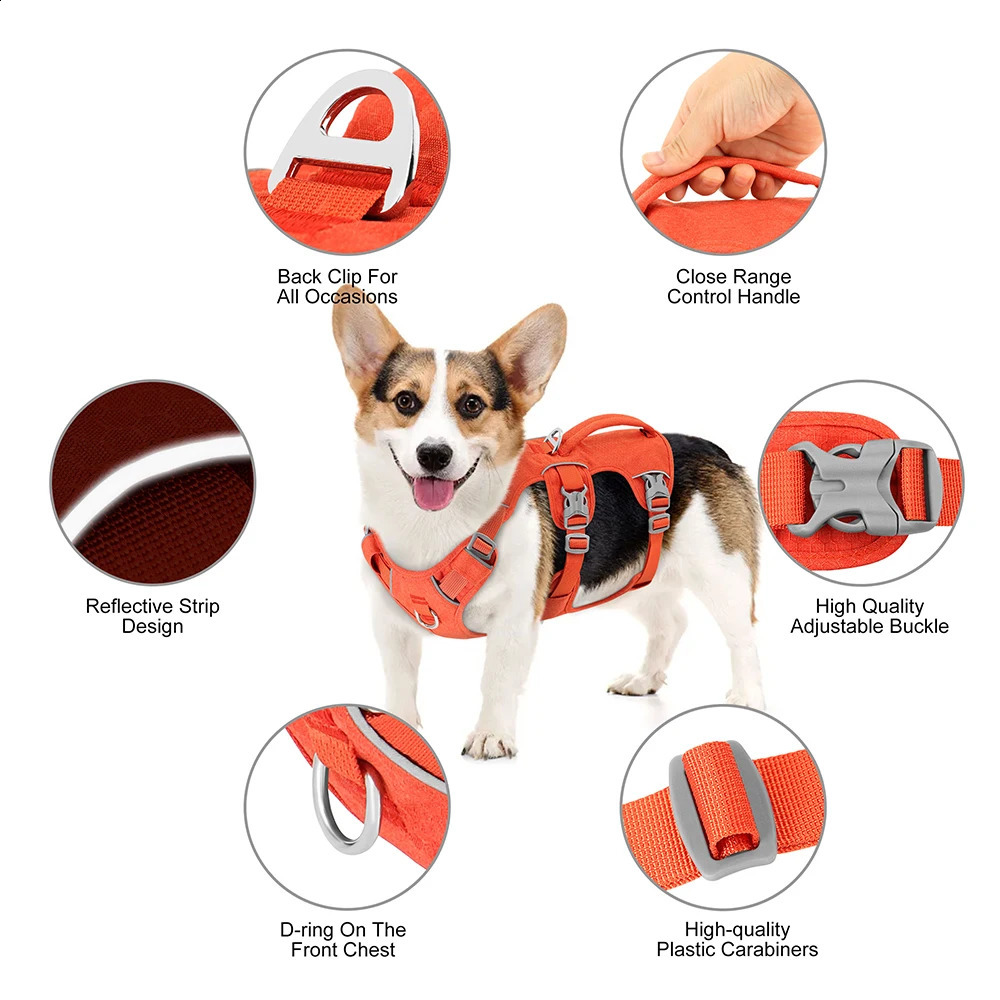 Nylon Pet Dog Harness Reflective Dog Harnesses Durable Vest With Handle Adjustable for Small Medium Large Dogs Bulldog Walking 250206