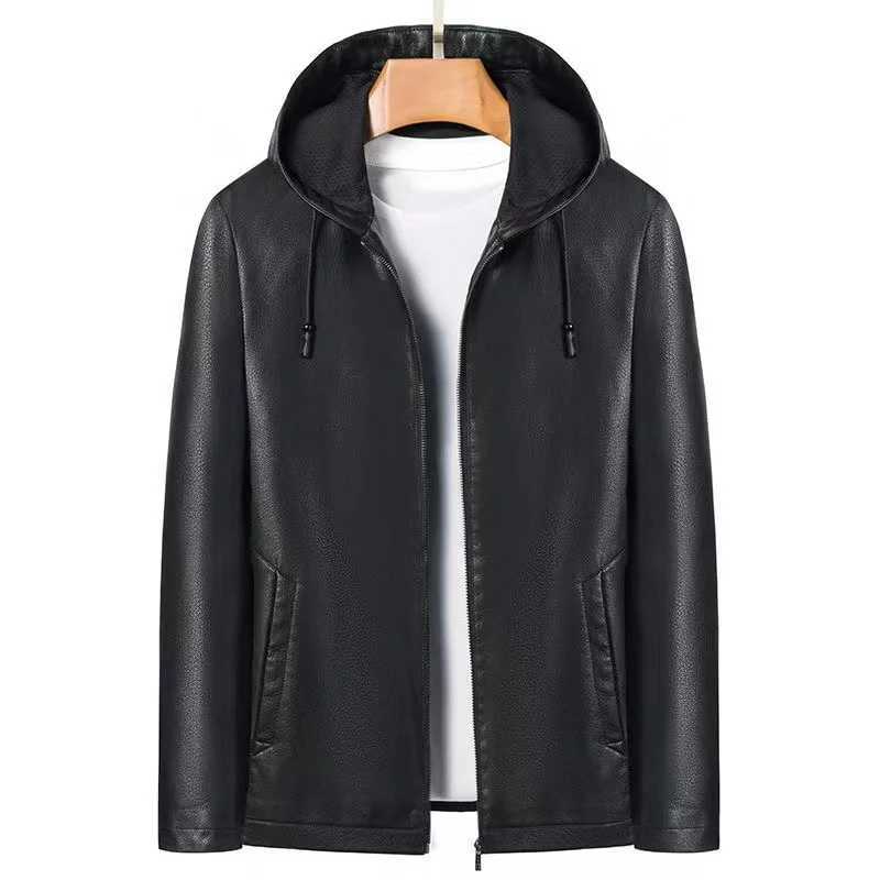 Designer jacket spring Autumn Men Fashion Casual Trend Hooded Jackets Mens Casual Waterproof High-Quality PU leather Jacket male M-4XL M240819