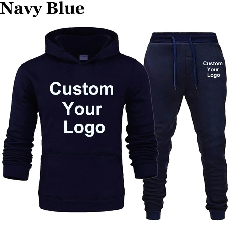 Custom Your Hoodies Pants 2Pcs/Sets Sweatshirt Sweatpants Male Gyms Fitness Tops Trousers Joggers Sportswear Tracksuits 240819