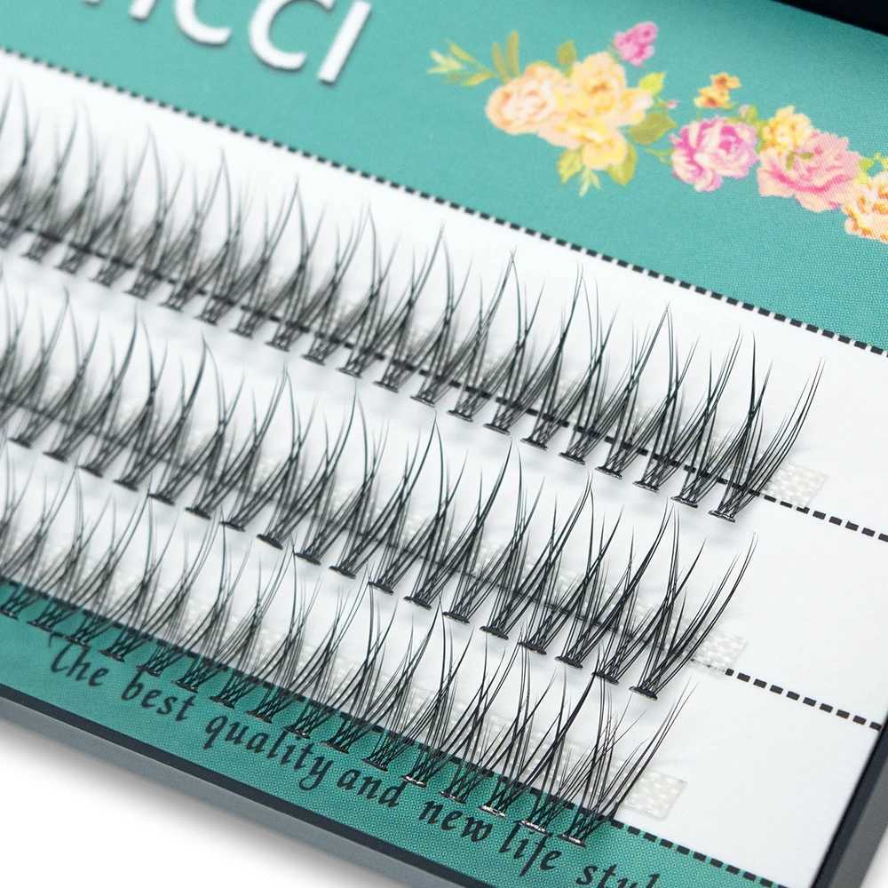 High end Korean popular fish tail shaped fashionable swallowtail fly eyelashes two medium short long plant graffiti fake eyelashes wholesale W240803