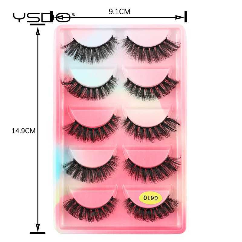 YSDO fake eyelashes 5 pairs of 3D mink eyelashes cruel no Maquiagem Winged soft eyelash extension thick fake eyelash makeup tool W240803