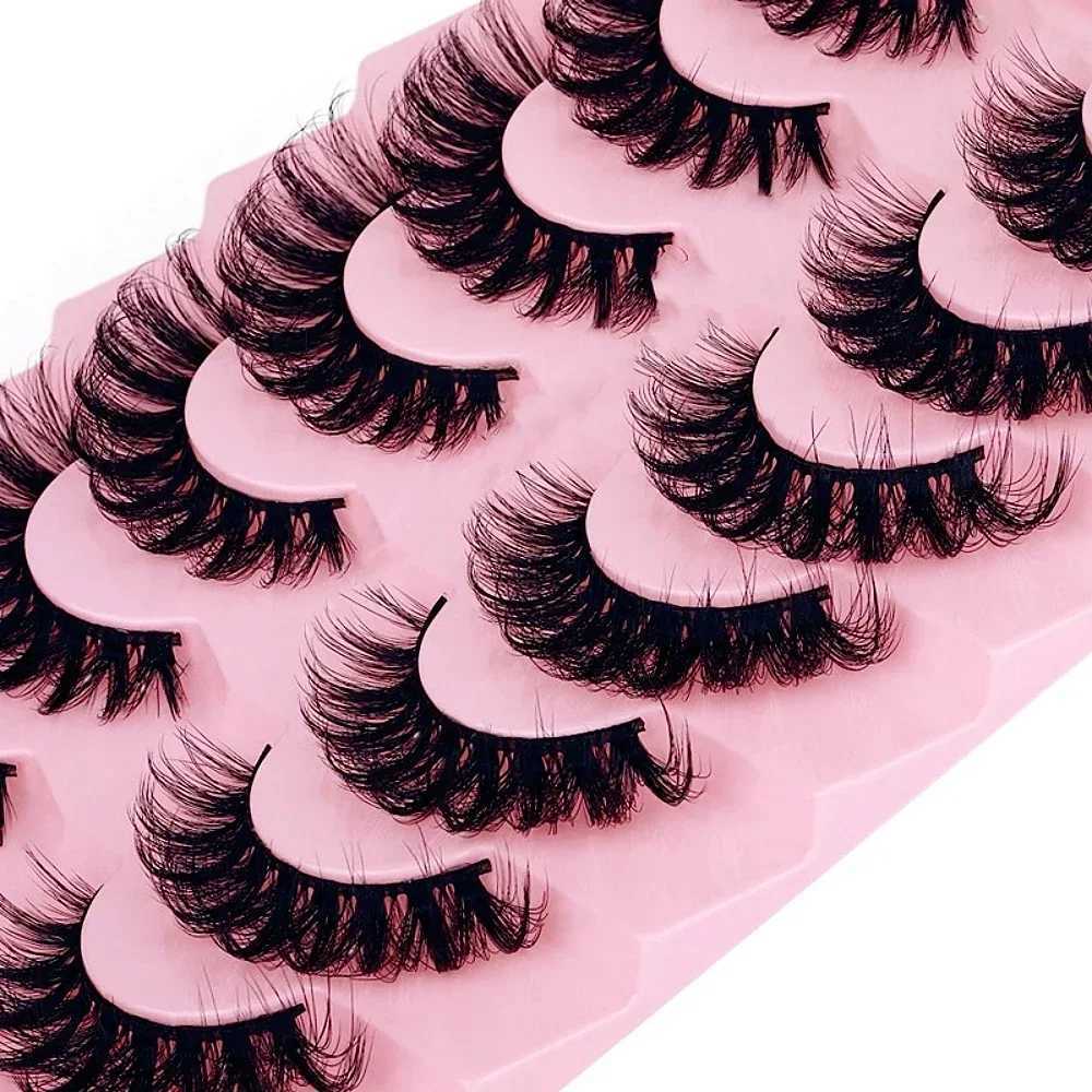 7 pairs of fake eyelash curlers artificial mink fur fluffy eyelashes dramatic D-curls 18mm thick eyelashes W240803