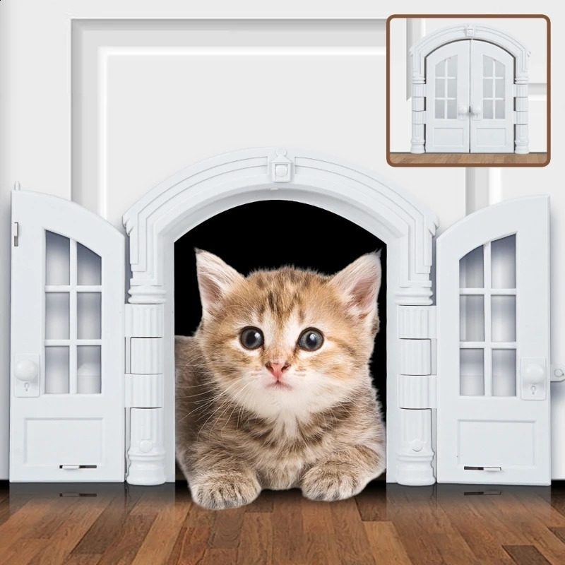 Inertior Door for Small Cats Easy Install Pet Door without Flap for Pets up to 10kg French Doors Drop 240819