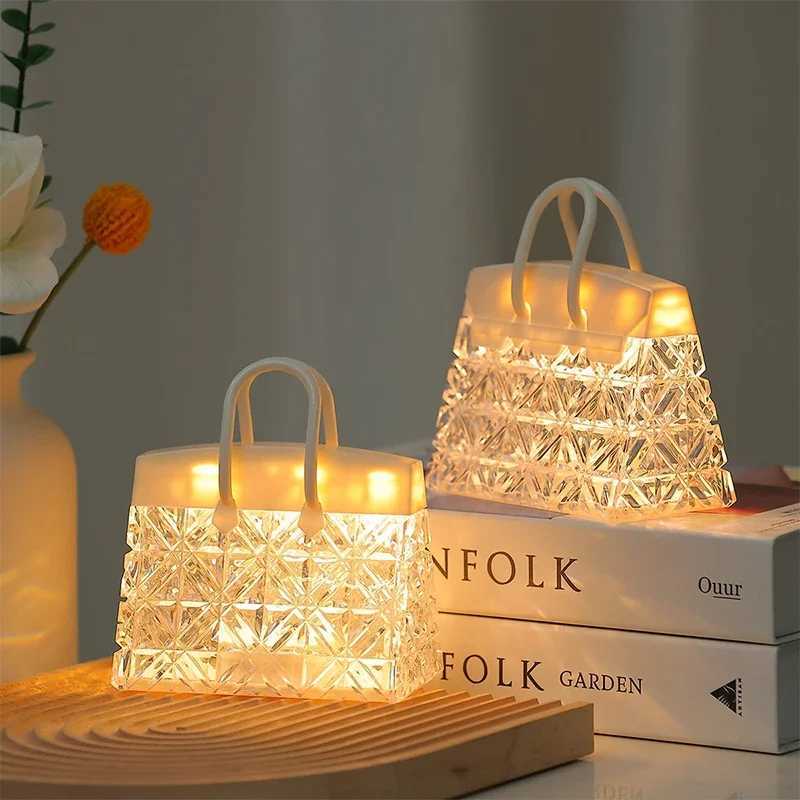 Creative night light acrylic crystal handbag with handbag childrens gift bedside atmospheric decoration LED small table lamp W240816