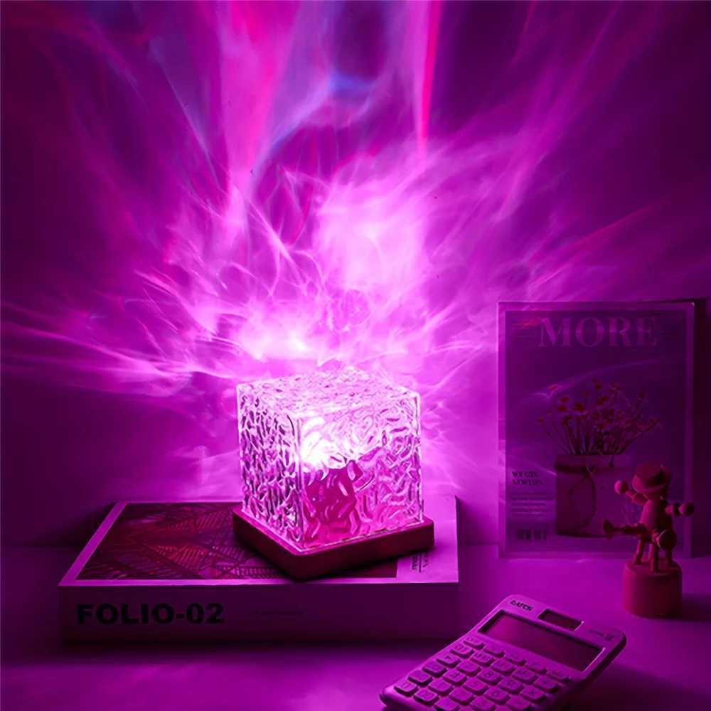 Dynamic Water Ripple Night Light 16 Color Projector Light Bedroom Environment Light USB Remote Control Cold Wall LED Game Light Room Decoration B24081