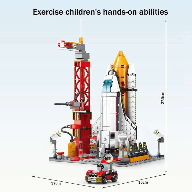 Aviation Spaceport Model Space Shuttle Rocket Launch Center Construction Building Blocks Spaceship Kids Bricks Creative Toys Space Block
