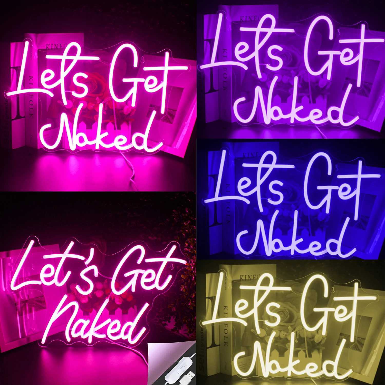 Lets Get Naked Neon Light Sign Bathroom LED Lamp Shower Man Cave Luminous Sign Room Party Event Art Wall Decoration Gift Y240817