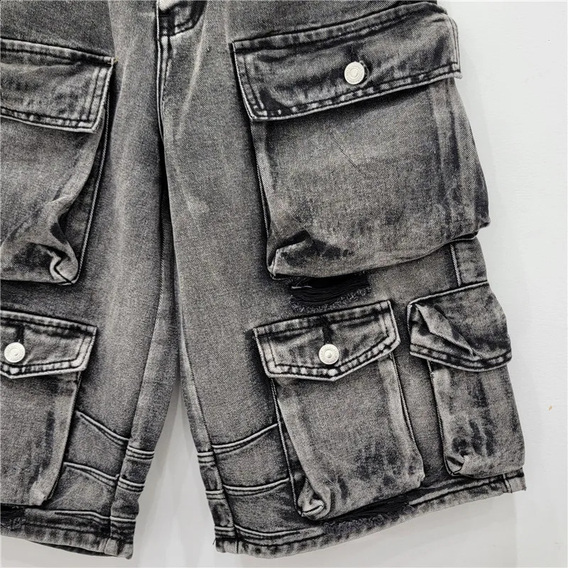 Vintage Cargo Pants Women Street Fashion Washed and Distressed Baggy Jeans Women Clothing Casual Wide Leg Women Jeans 240819