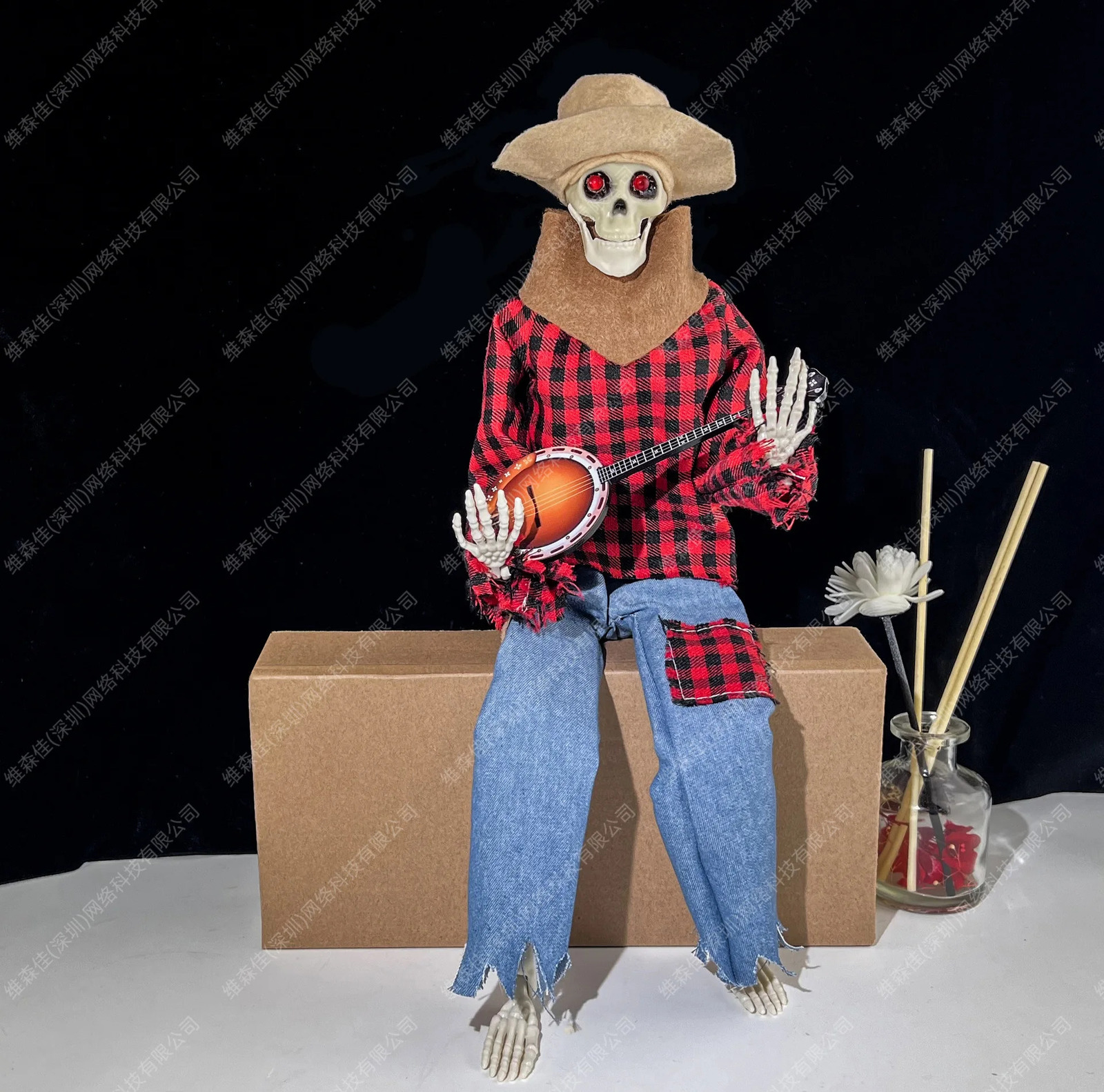 Halloween Animated Banjo Skeletons Halloween glowing skeleton decoration 240816