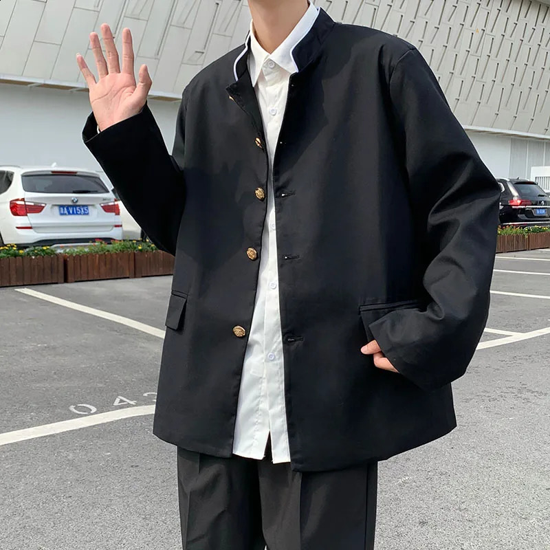 Japanese College Uniform Jacket Stand-up Collar Suit Jacket Top Mens Spring Summer College Wind Trend Men Coat School Uniform 240816