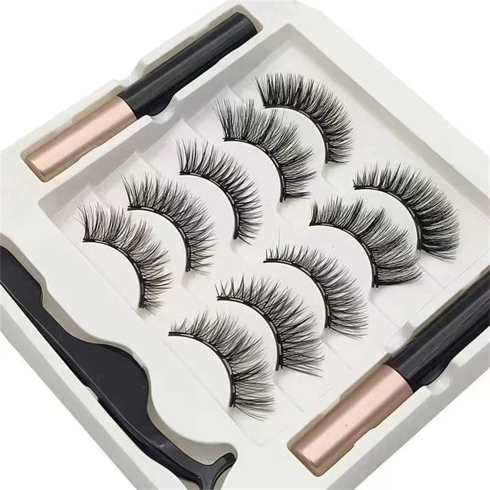 5 pairs of 5 magnetic eyelashes eyeliner decal set 3D mink eyelashes natural artificial eyelashes W240803