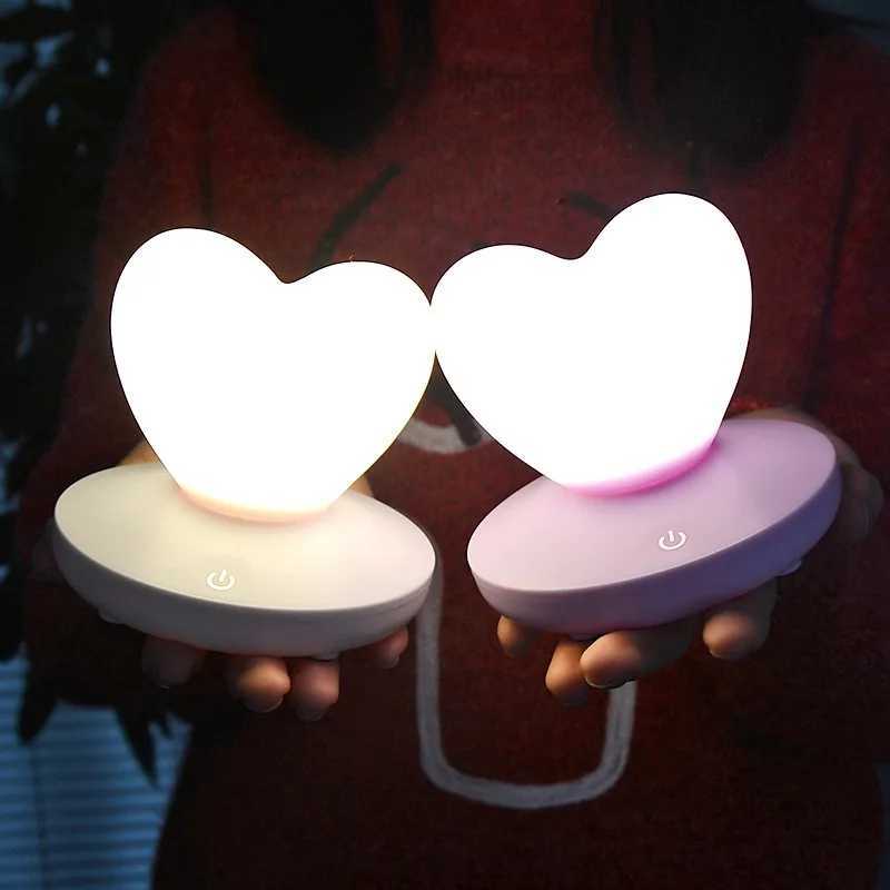 LED heart-shaped night light bedroom decoration romantic table light for Christmas and Valentines Day gifts touch bedside atmospheric light W240816