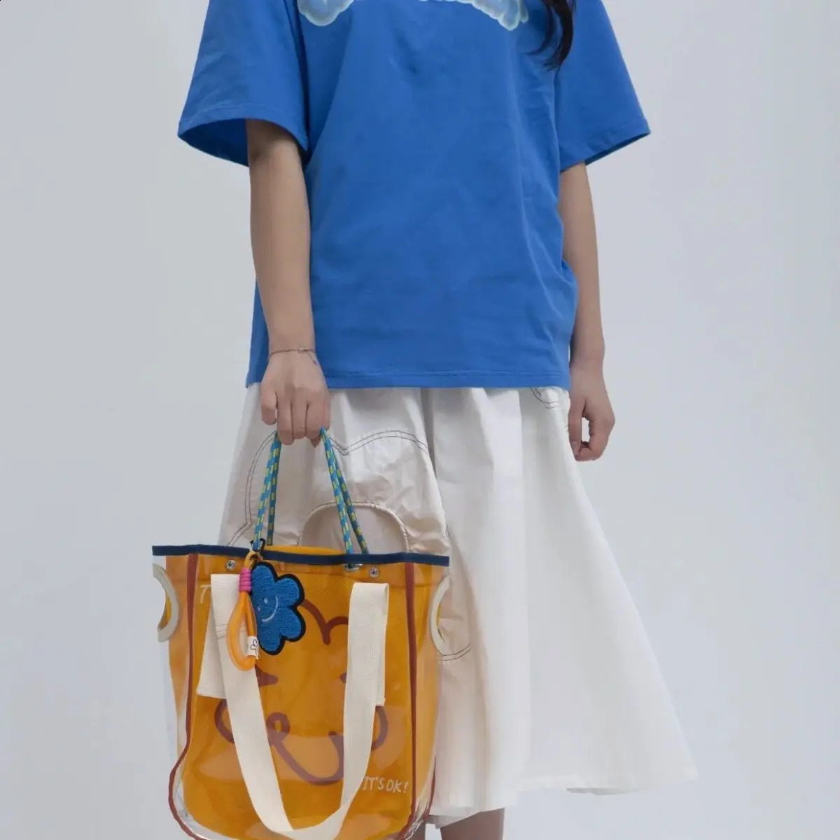 Clear Jelly Tote Shoulder er Bags for Women Rope Handle Handbags and Purses wer PVC Shopper Bag Clutch 240819 8c03