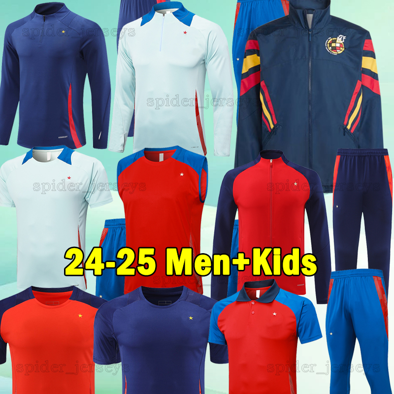 2024 SpAin Soccer Sets Long sleeve Hooded coat 24 25 LAMINE YAMAL MORATA PEDRI OLMO OYARZABAL RODRIGO Trench coat Football Tracksuits movement Jacket Adult Kids Kits