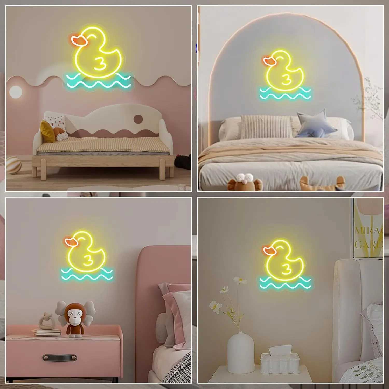 Duck Neon Sign Birthday Gift for Kids Room Decor LED Neon Light Sign By USB Night Light With Dimmable Duck Decor for Wall Decor Y240817