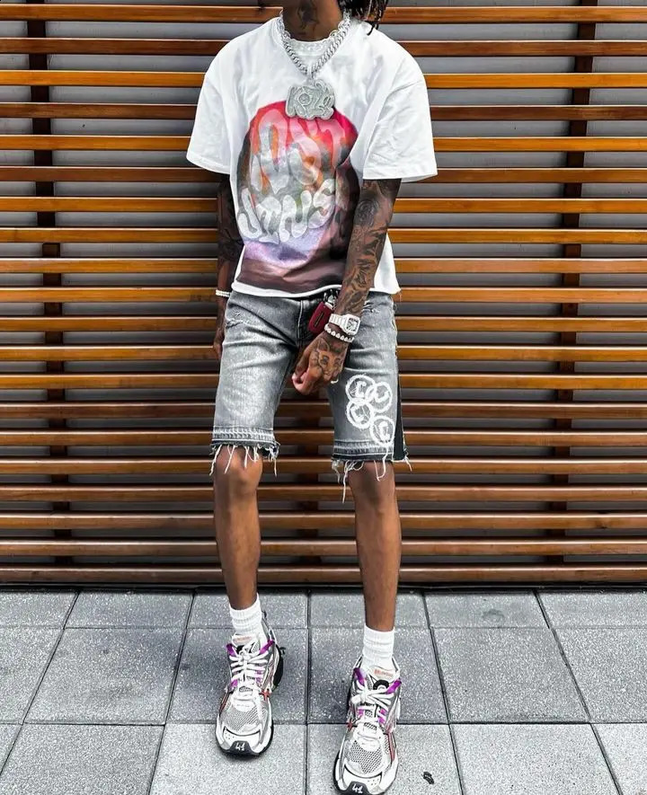 Street clothing T-shirt Y2K top Harajuku hip-hop graphic print oversized T-shirt mens Gothic round neck cotton short sleeved top 240819