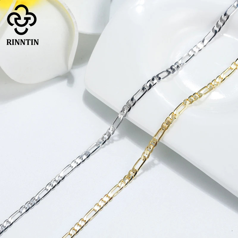 Rintin 925 sterling silver Cuban chain bracelet for womens fashion adjustable 14K gold foot strap jewelry SA11 240812