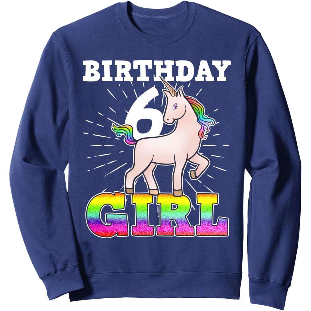 Long Sleeve Shirts For Men Sweatshirt Unicorn Birthday Girl 6 Six Years B-Day Gift Sweatshirt Graphic Tee Streetwear Casual Tops Clothes sweatshirts