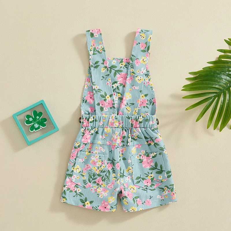 Baby girl summer top sleeveless printed jumpsuit short sleeved childrens jumpsuit W240806