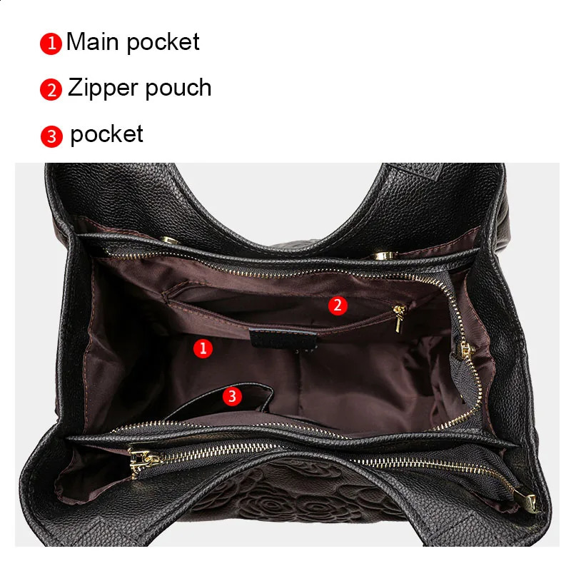 Womens Handbag Fashion Versatile Cowhide Printed Large Capacity Shoulder Bag 240817