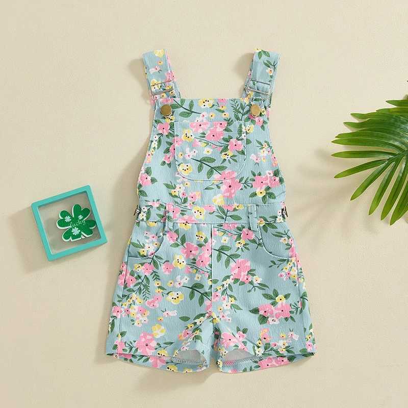 Baby girl summer top sleeveless printed jumpsuit short sleeved childrens jumpsuit W240806